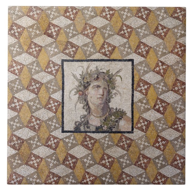 Azulejo Detalle de un panel de piso romano de mosaico - (Frente)