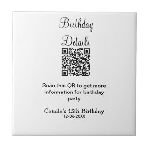 Azulejo Detalles de la fiesta de cumpleaños de QR scan mod