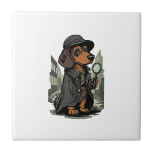 Azulejo Detective Dachshund: perro que resuelve misterios