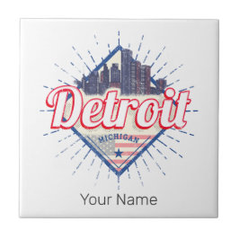 Azulejo Detroit Michigan Estados Unidos Skyline Vintage Es