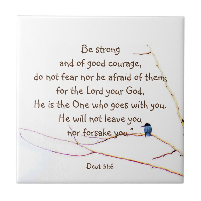 Azulejo Deut 31:6 No estás sola Biblia Kingfisher Bird (Frente)