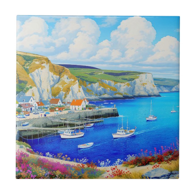 Azulejo "Devon Harbour Dreamscape" - Un paisaje marino ing (Frente)