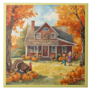 Azulejo Día de Acción de Gracias, Casa Acogedora Tradición