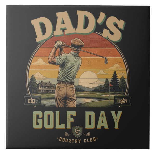 Azulejo Día de Golf de Papá (Frente)