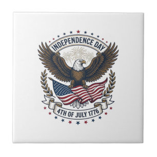 Azulejo Día de la Independencia Águila Bandera Camiseta Vi