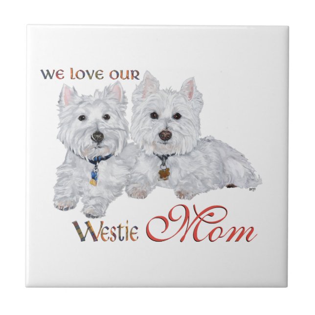 Azulejo Día de la Madre West Highland Terriers (Frente)