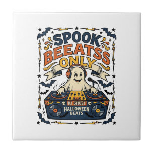 Azulejo Día de las Brujas DJ Spooky Beats Grabado Antiguo