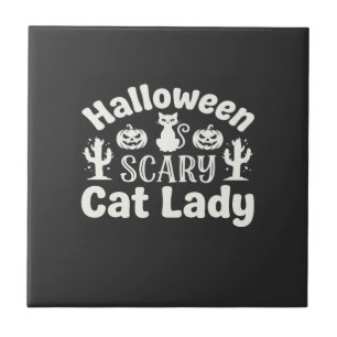 Azulejo Día de las Brujas Señora Gato Espantoso_1