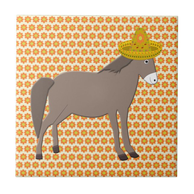 Azulejo Día de los muertos en el burro mexicano (Frente)