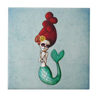 Azulejo Dia de Los Muertos, hermosa sirena