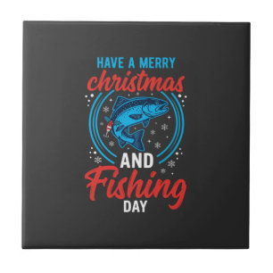 Azulejo Día de pesca de Navidad Vintage Fiesta