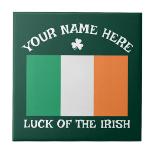 Azulejo Día de San Patricio Bandera de Irlanda Nombre Pers