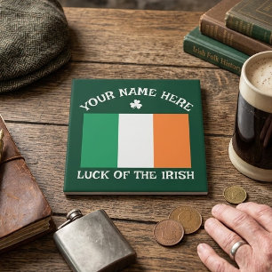 Azulejo Día de San Patricio Bandera de Irlanda Nombre Pers