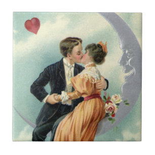 Azulejo Día de San Valentín antiguo beso victoriano en la