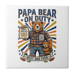 Azulejo Día del Padre Camiseta Oso Papá De Servicio Divert