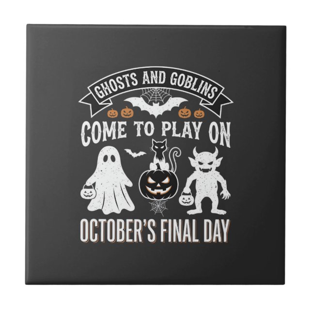 Azulejo Día Final de Halloween de Fantasmas y Duendes de O (Frente)