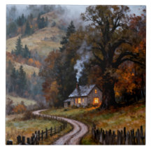 Día húmedo de otoño, cabaña de bienvenida
