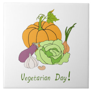 Azulejo Día Mundial de la Vegetariana Minimalista