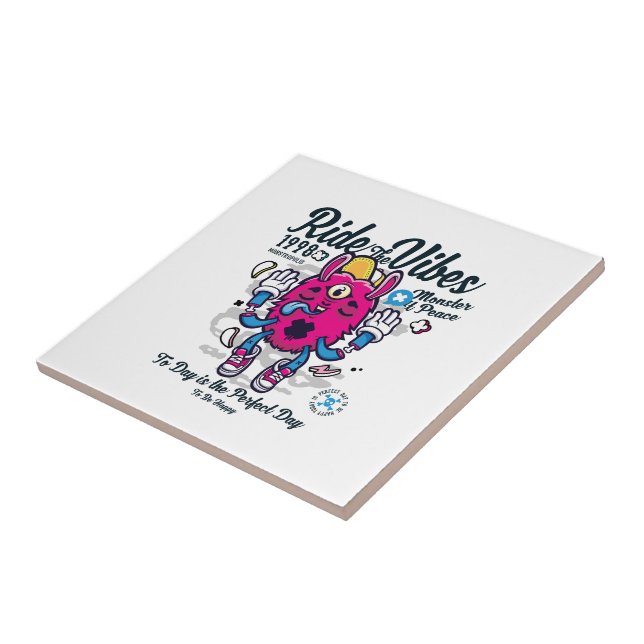 Azulejo Día perfecto para estar feliz | Monstruo gracioso  (Lado)