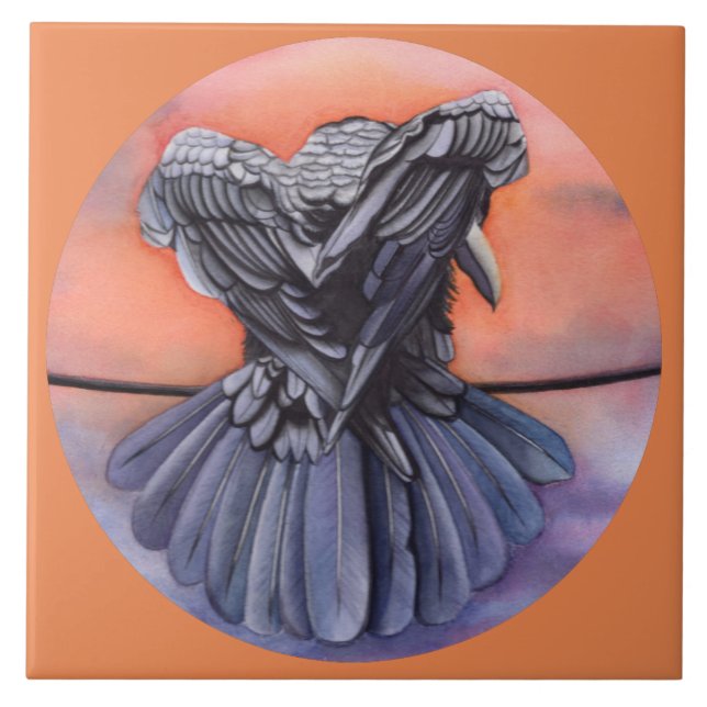 Azulejo Diablo El tejado de cerámica de Raven en 2 tamaños (Frente)