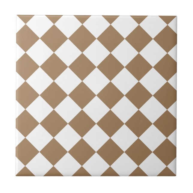 Azulejo Diag a cuadros - Brown blanco y pálido (Frente)