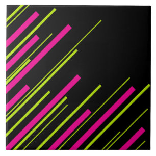 Azulejo Diagonarios en verde limón, rosa caliente y negro