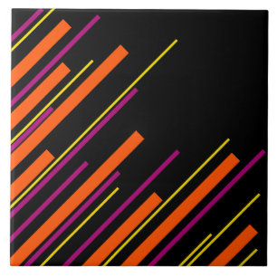 Azulejo Diagonarios - Negro, rosa, Naranja y amarillo