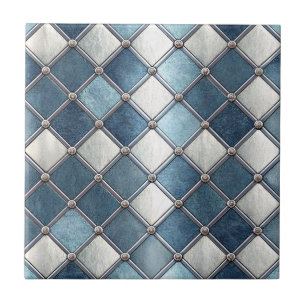 Azulejo Diamante Azul Metálico - Geométrico Industrial