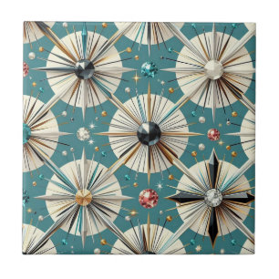 Azulejo Diamante Azul Moderno de Mediana Edad
