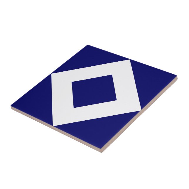 Azulejo Diamante azul profundo, borde blanco negrita (Lado)