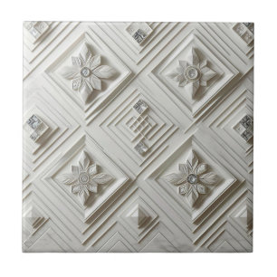 Azulejo Diamante Blanco Moderno de Mediana Siglo