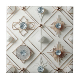 Azulejo Diamante Blanco Moderno de Mediana Siglo 