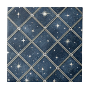 Azulejo Diamante de Azul Medianoche - Noche Estrellada