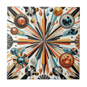Azulejo Diamante Naranja Moderno de Mediana Century