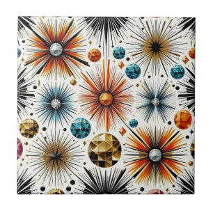 Azulejo Diamante Naranja Moderno de Mediana Century