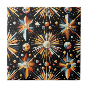 Azulejo Diamante Naranja Moderno de Mediana Siglo