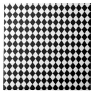 Azulejo Diamante Negro y Blanco Patrón Argyle
