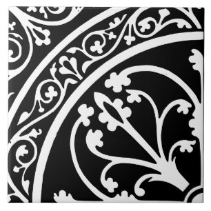 Azulejo Diamante Orientado Abstracto Negro Letra Grande