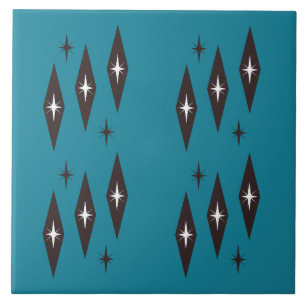Azulejo Diamantes Atómicos de los 50 Patrón Verde Azulado
