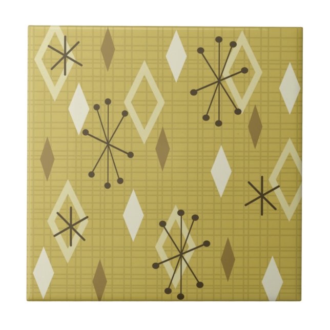 Azulejo Diamantes modernos de mediados de siglo Amarillo (Frente)