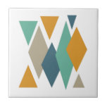 Azulejo Diamantes y triángulos divertidos a mediados del s<br><div class="desc">Añade un toque de color a tu decoración con este mosaico de cerámica de diamantes divertidos y triángulos. Los colores turquesa,  azul,  naranja y tostado son vivos y llamativos.</div>