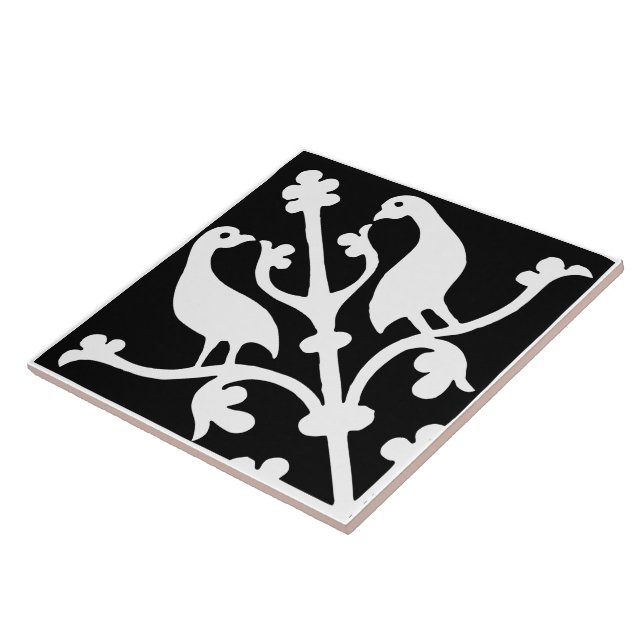 Azulejo Diamond Orientation Birds Black and White (Lado)