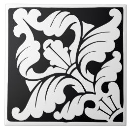 Azulejo Diamond Orientation: Black and White Flourish