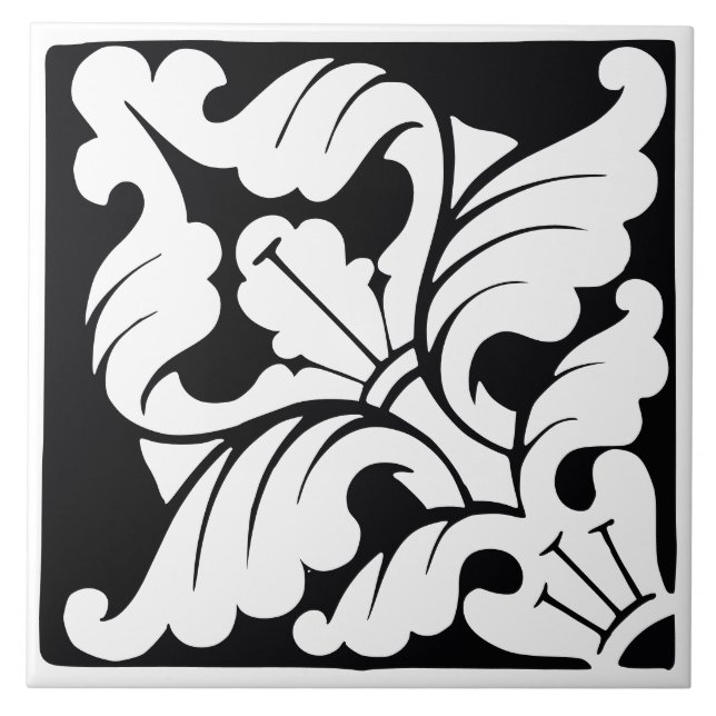 Azulejo Diamond Orientation: Black and White Flourish (Frente)