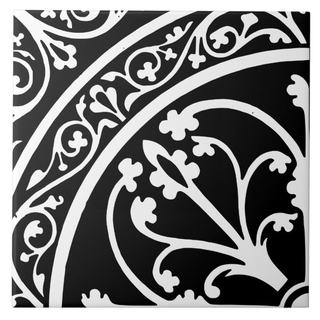 Azulejo Diamond Oriented Large Print Abstract Black (Frente)