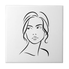 Azulejo Dibujo 4 de una línea de la mujer