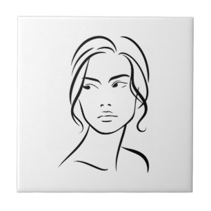 Azulejo Dibujo 4 de una línea de la mujer