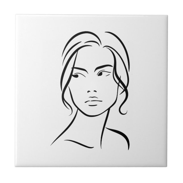 Azulejo Dibujo 4 de una línea de la mujer (Frente)