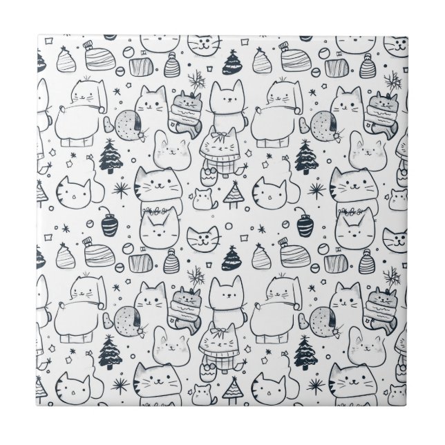 Azulejo Dibujo adorable de Navidad de invierno (1) (Frente)