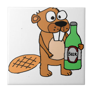 Azulejo Dibujo animado de consumición de la cerveza del